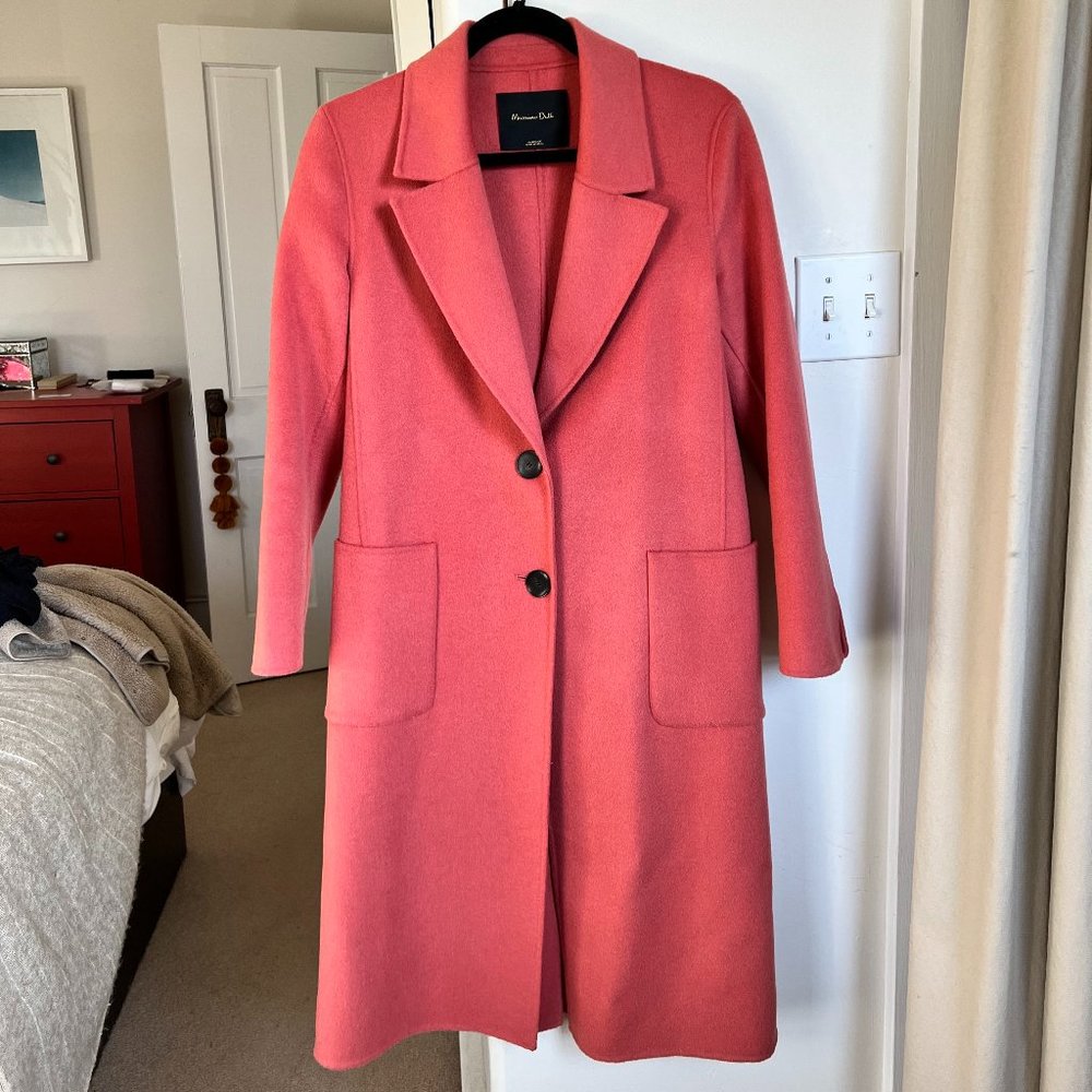 Massimo Dutti Chlotes Peach Wool Long Coat - Picture 2 of 15